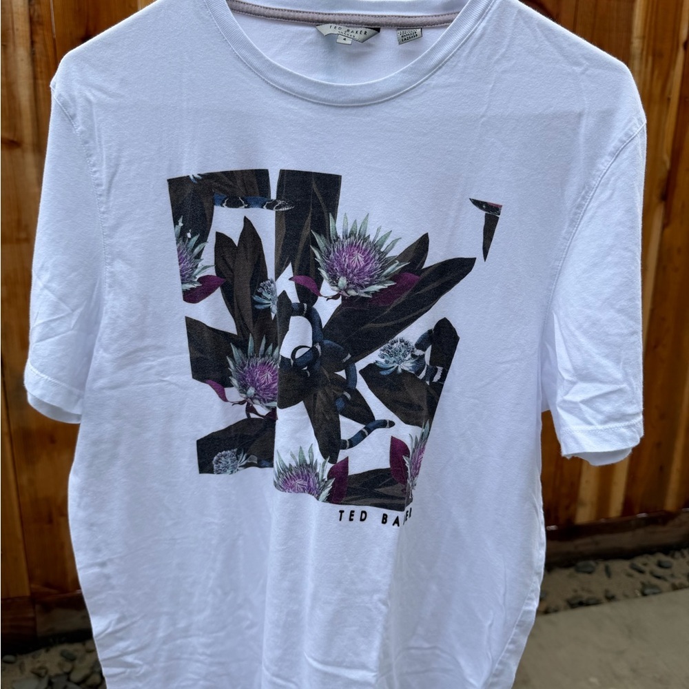 Ted Baker White Tee with Floral Graphic